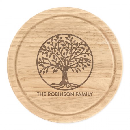 Personalised Tree Of Life Family Tree Wooden Chopping Board Round 25cm Meat Serving BBQ Charcuterie Cheese Serving Christmas Custom