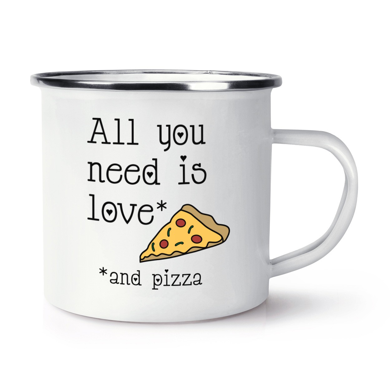 All You Need Is Love And Pizza Retro Enamel Mug Cup