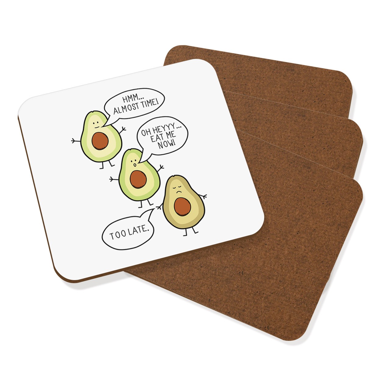 Avocado Eat Me Now Too Late Coaster Drinks Mat Set Of 4