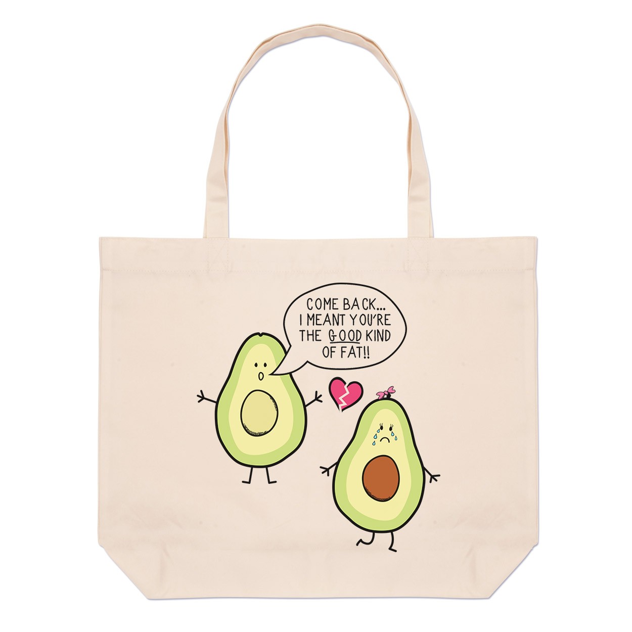 Avocado The Good Kind Of Fat Large Beach Tote Bag