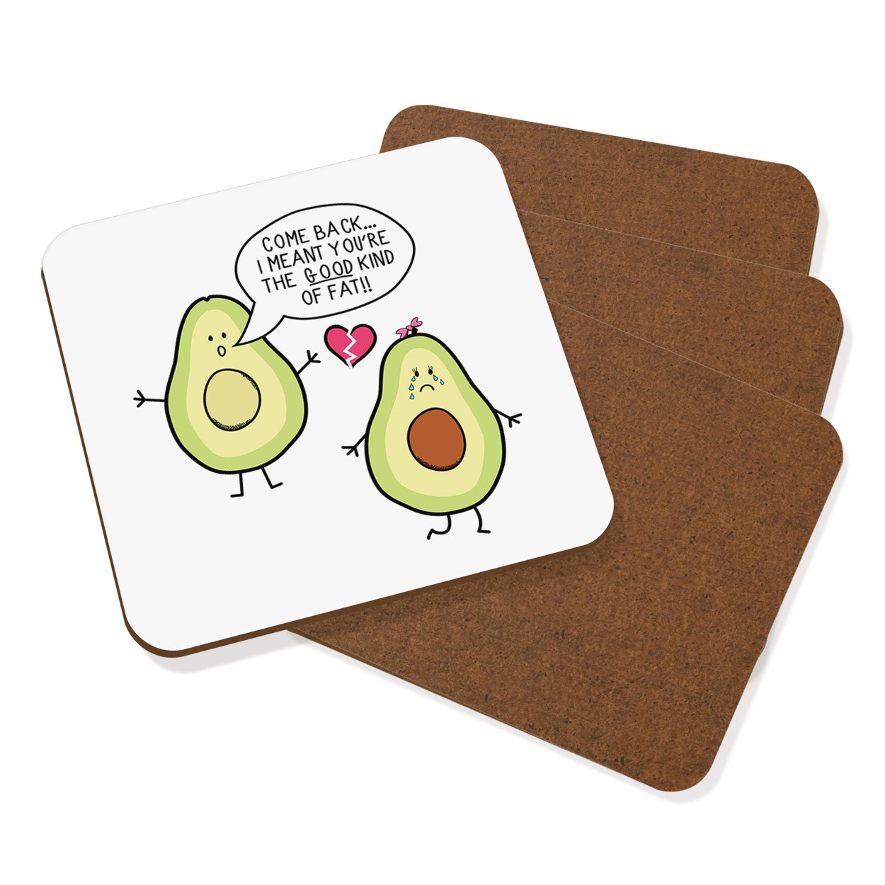 Avocado The Good Kind Of Fat Coaster Drinks Mat Set Of 4