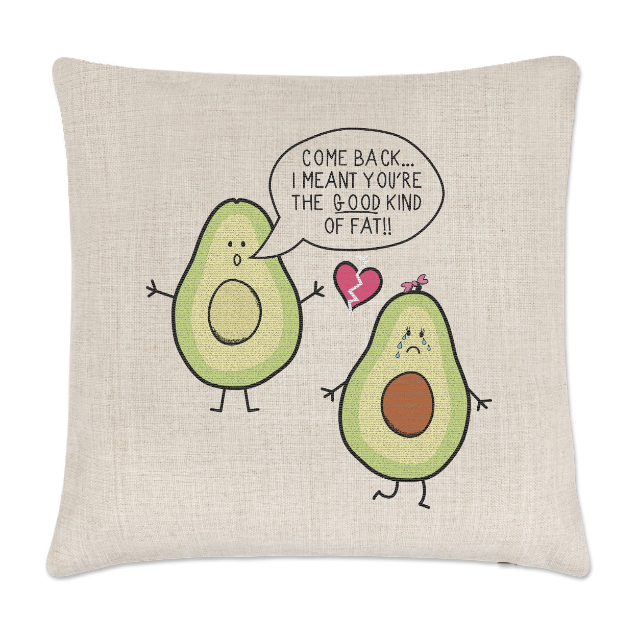 Avocado The Good Kind Of Fat Linen Cushion Cover