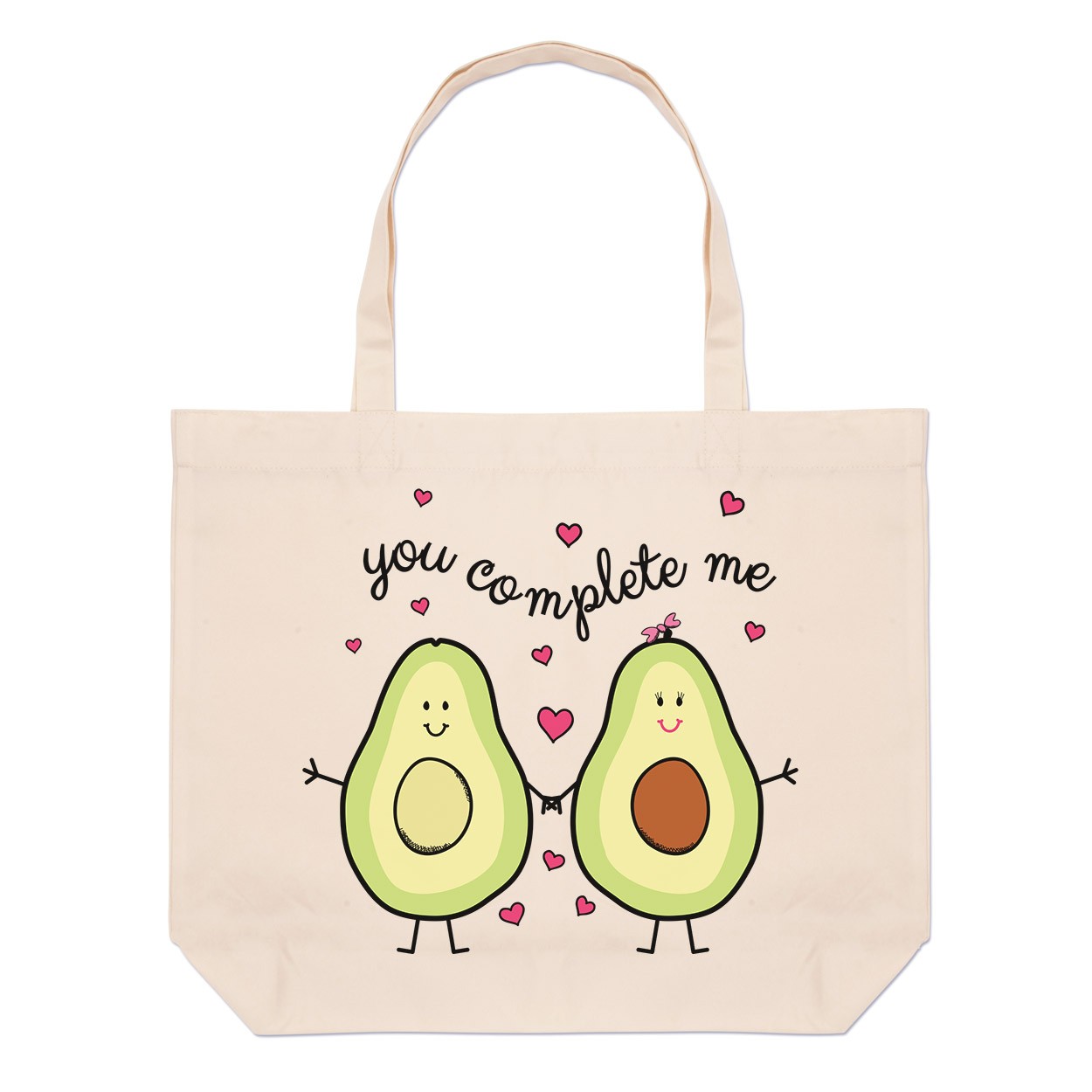 Avocado You Complete Me Large Beach Tote Bag