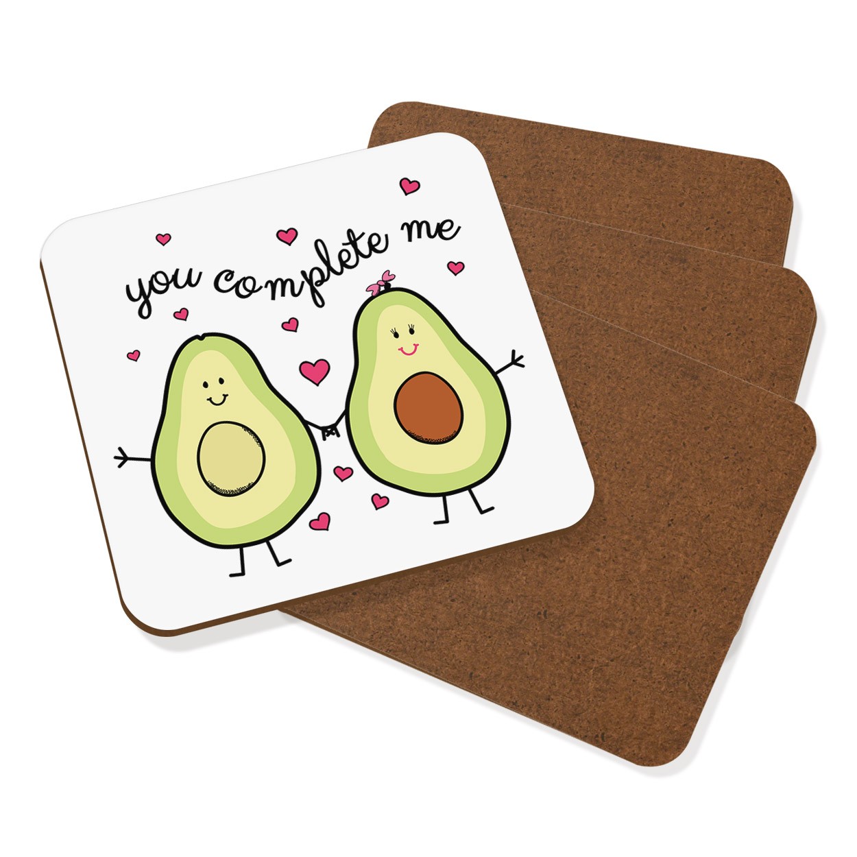 Avocado You Complete Me Coaster Drinks Mat Set Of 4