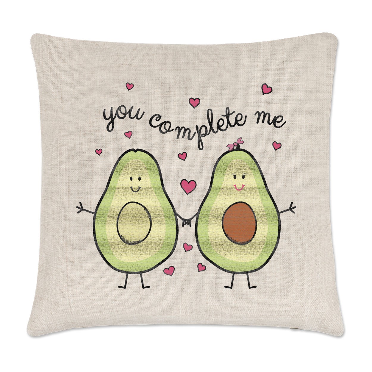 Avocado You Complete Me Linen Cushion Cover