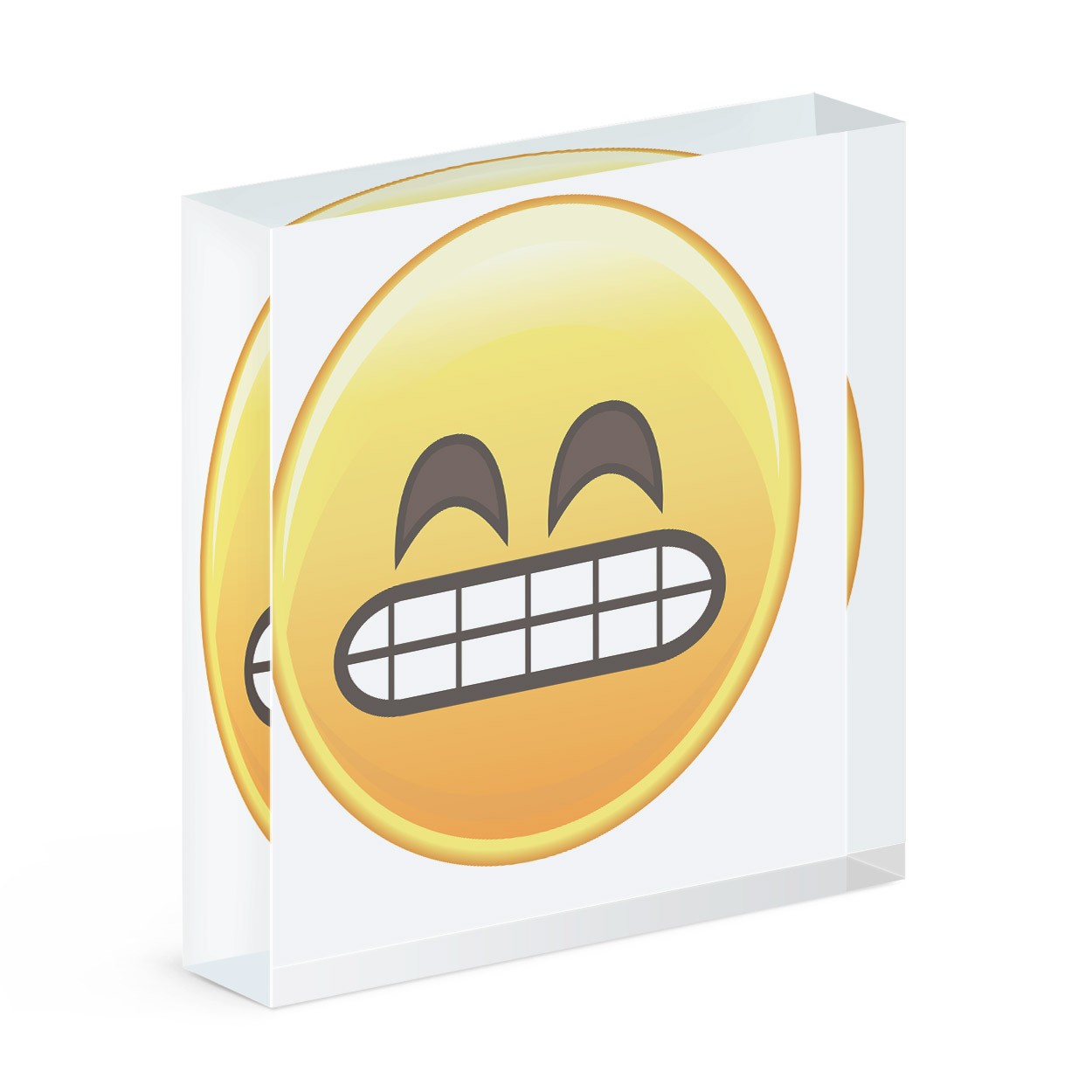 Awkward Teeth Face Emoji Acrylic Block
