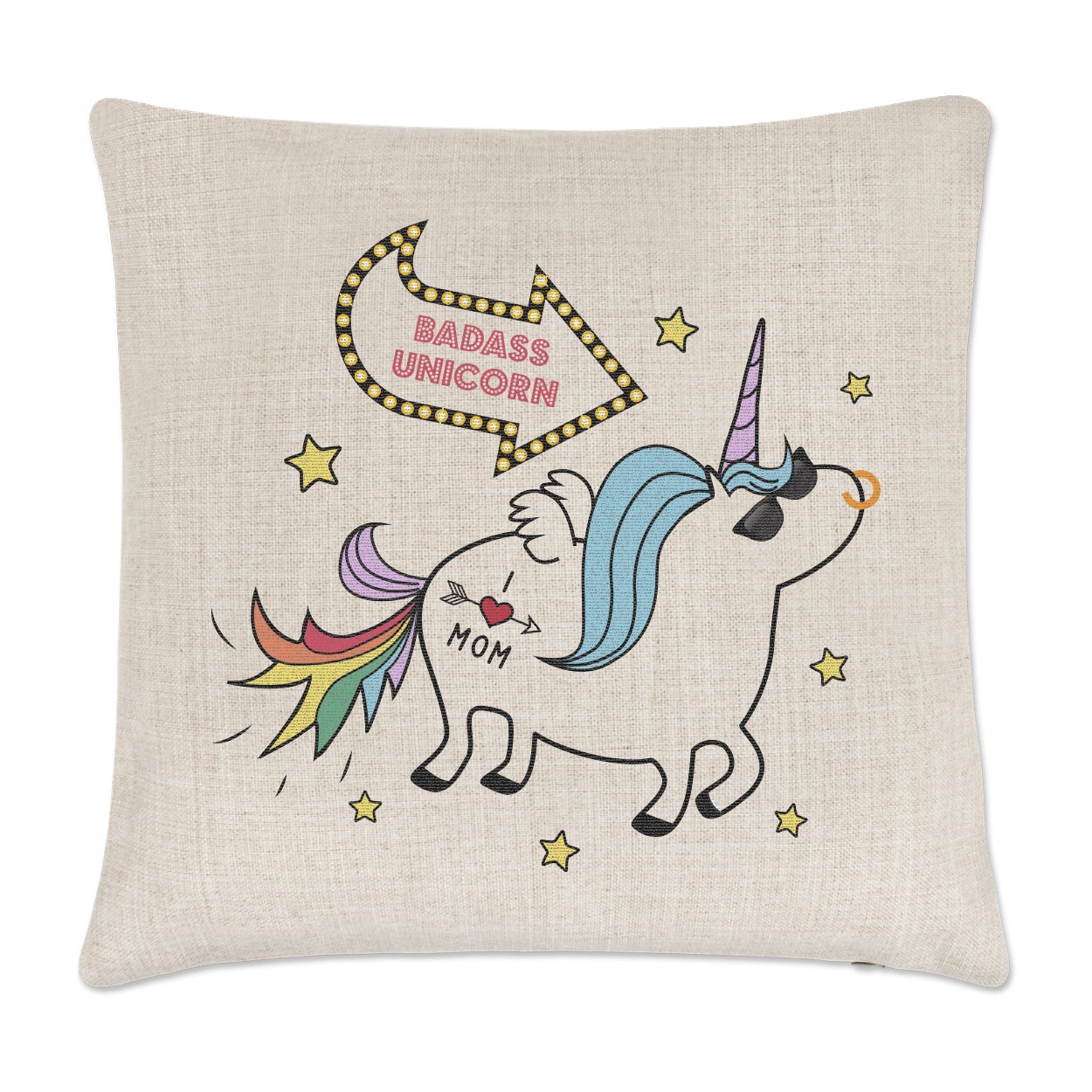 Badass Unicorn Linen Cushion Cover