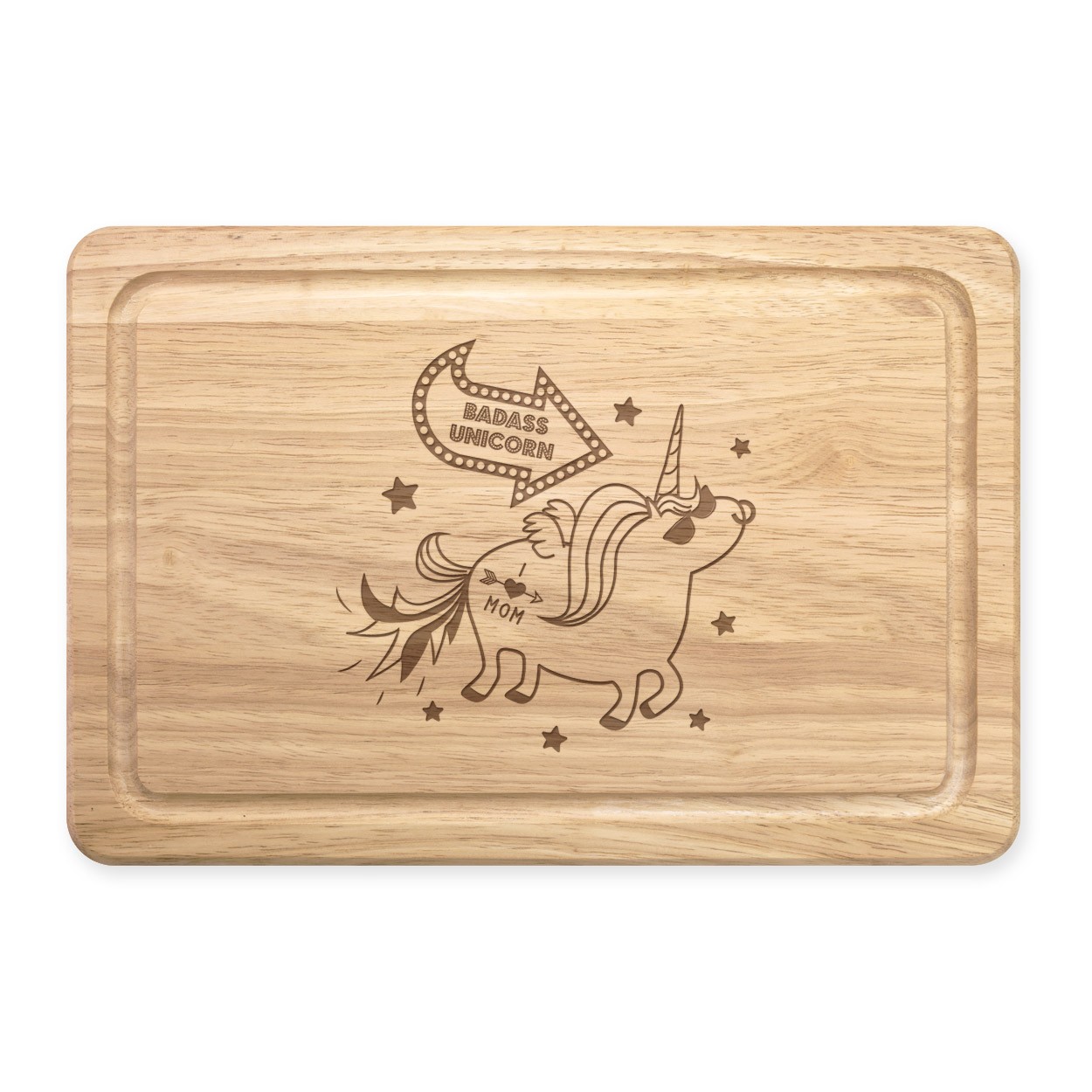 Badass Unicorn Rectangular Wooden Chopping Board