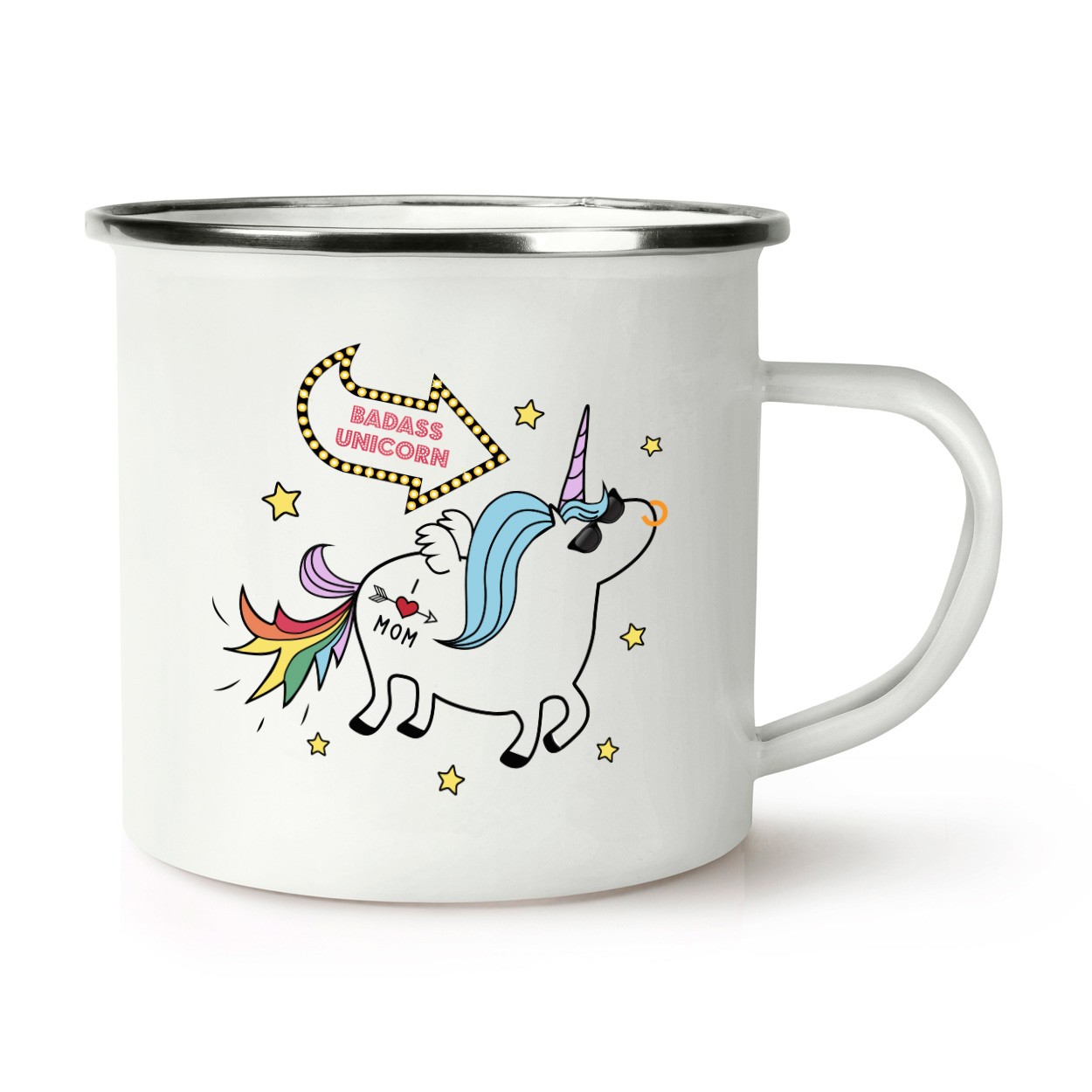 Badass Unicorn Animal Retro Enamel Mug Cup