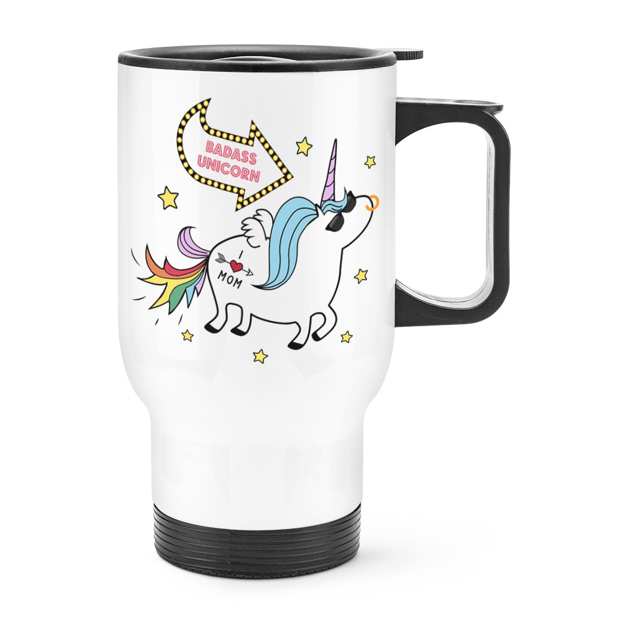 Badass Unicorn Travel Mug Cup With Handle