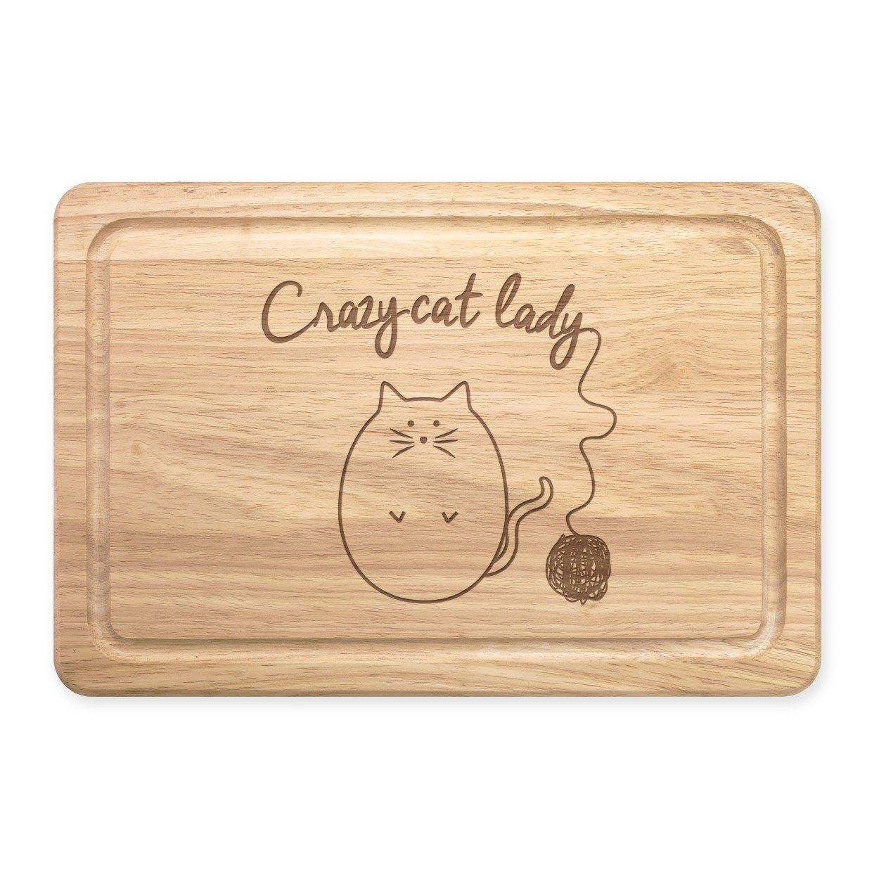Ball Of Yarn Crazy Cat Lady Rectangular Wooden Chopping Board