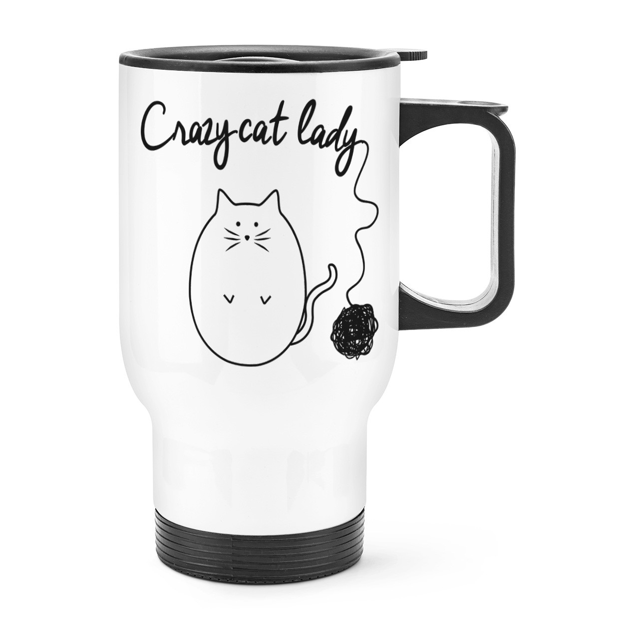 Ball Of Yarn Crazy Cat Lady Travel Mug Cup With Handle
