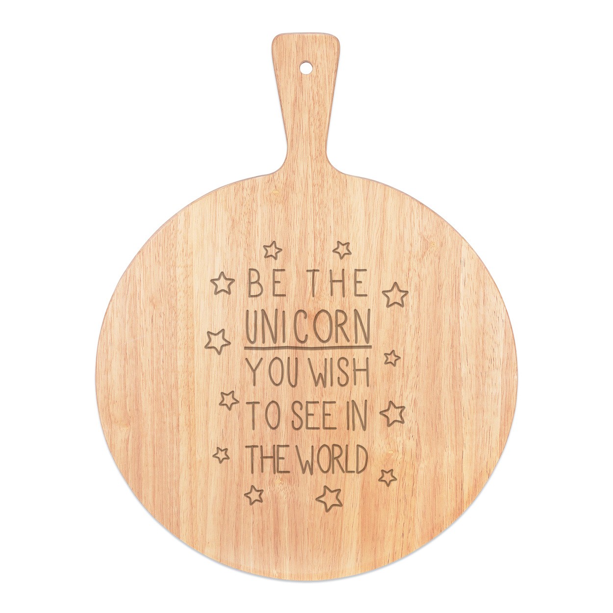 Be the Unicorn You Wish to See in the World Pizza Board Paddle Serving Tray Handle Round Wooden 45x34cm
