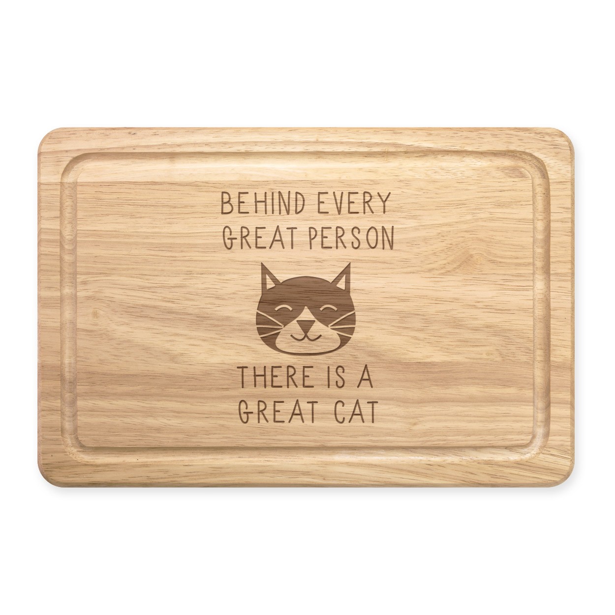 Behind Every Great Person Is A Great Cat Rectangular Wooden Chopping Board
