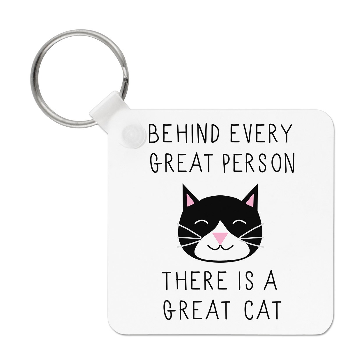 Behind Every Great Person Is A Great Cat Keyring Key Chain
