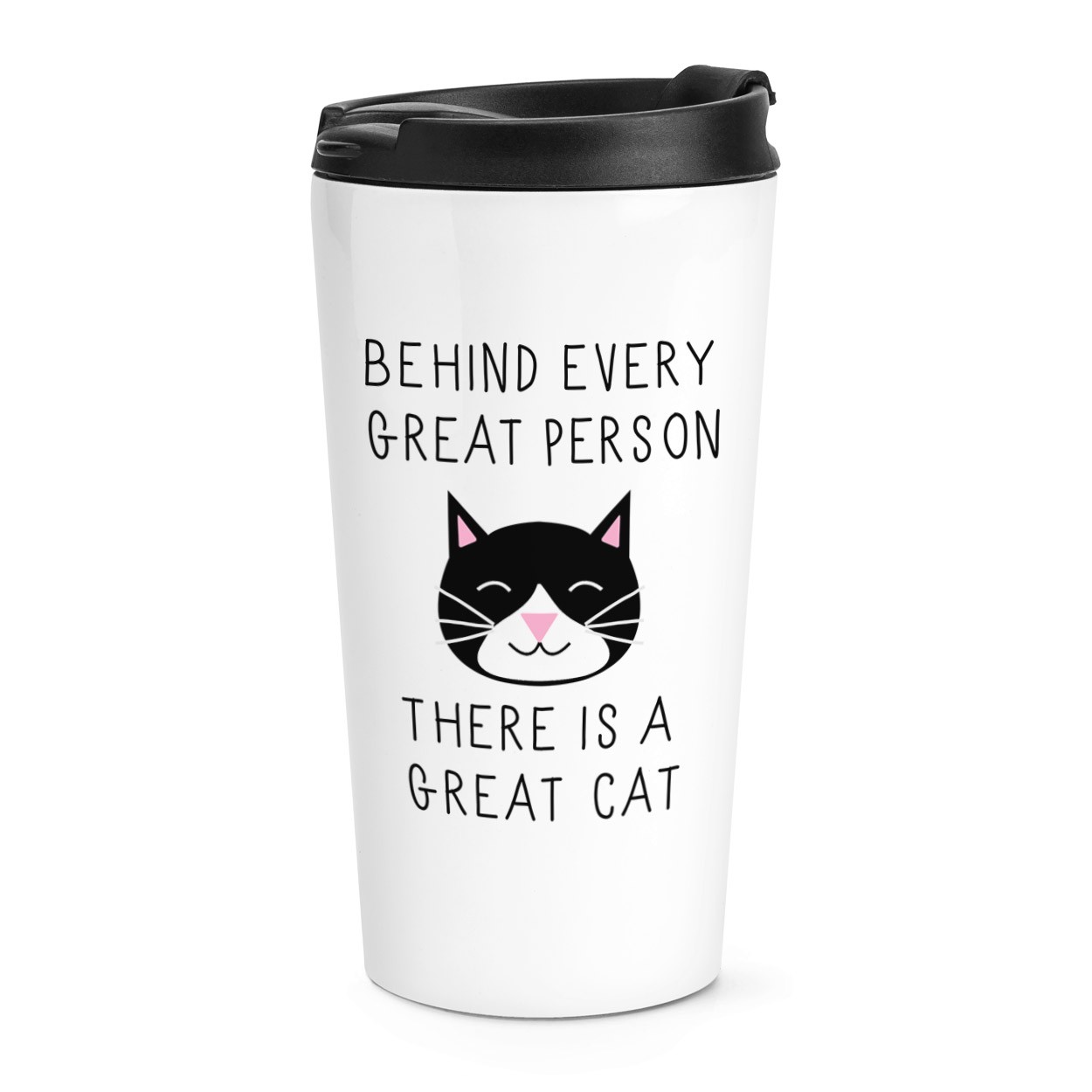 Behind Every Great Person Is A Great Cat Travel Mug Cup