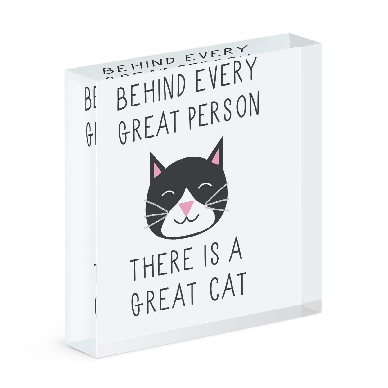 Behind Every Great Person Is A Great Cat Acrylic Block