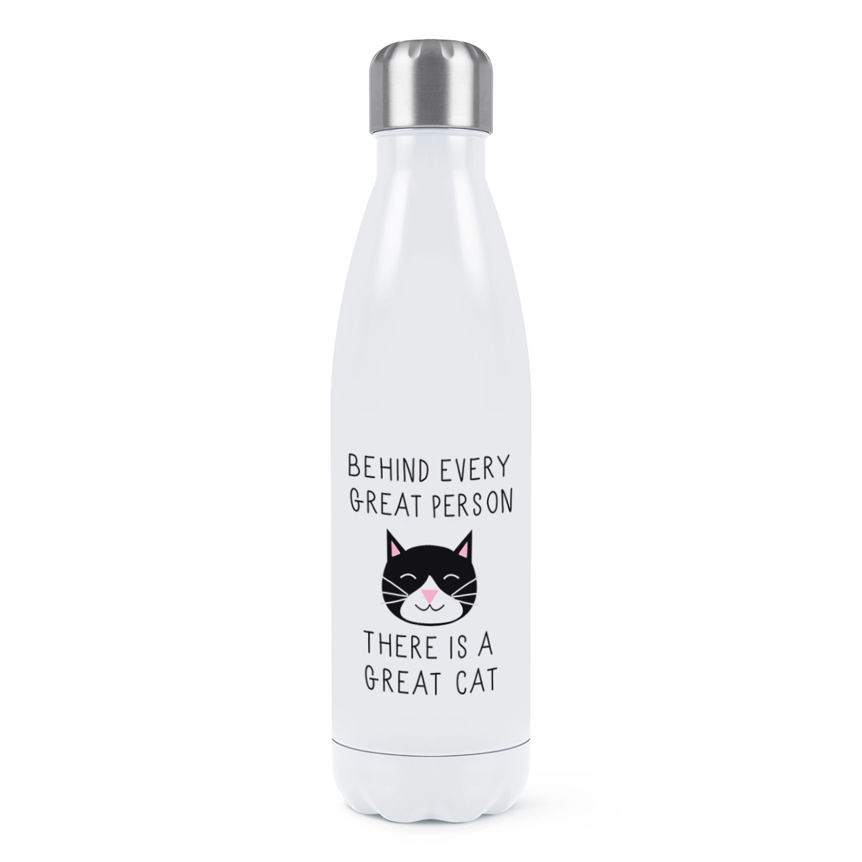 Behind Every Great Person Is A Great Cat Double Wall Water Bottle