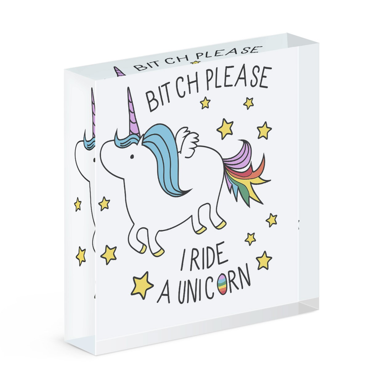 Bitch Please I Ride A Unicorn Acrylic Block