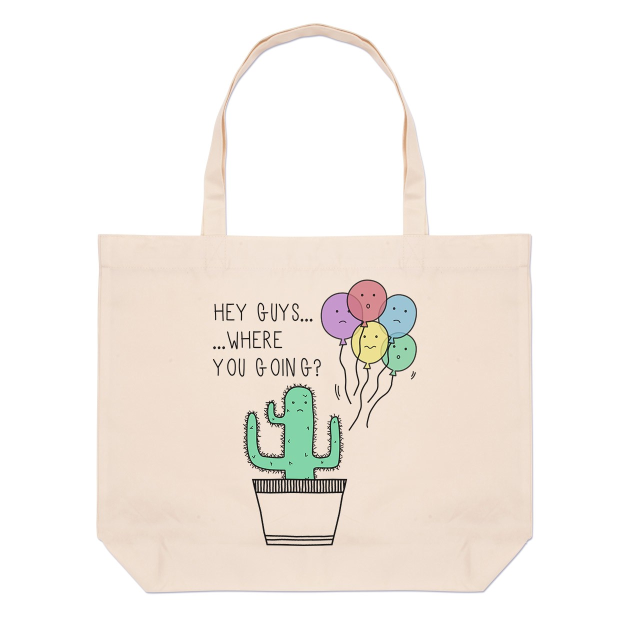 Cactus Hey Guys Where Are You Going Large Beach Tote Bag