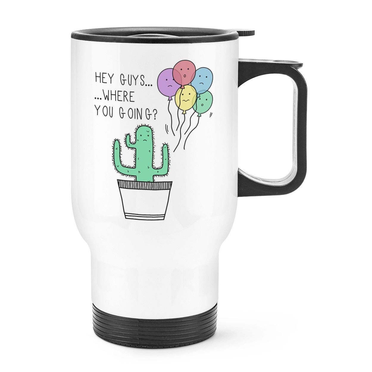 Cactus Hey Guys Where Are You Going Travel Mug Cup With Handle