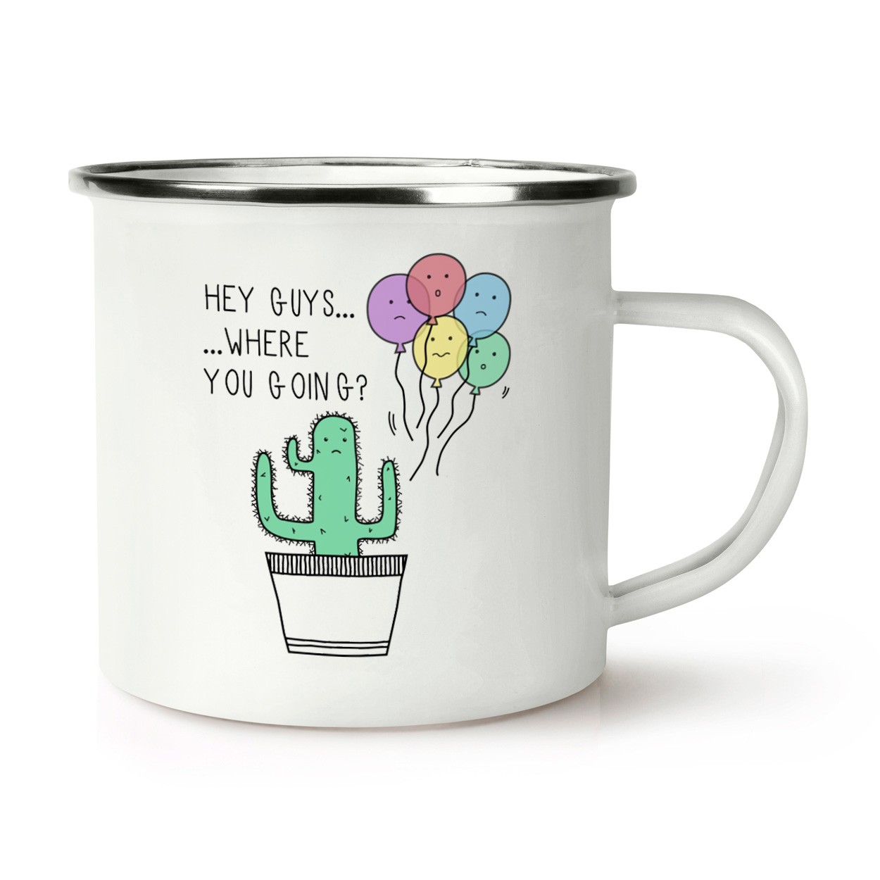 Cactus Hey Guys Where Are You Going Retro Enamel Mug Cup