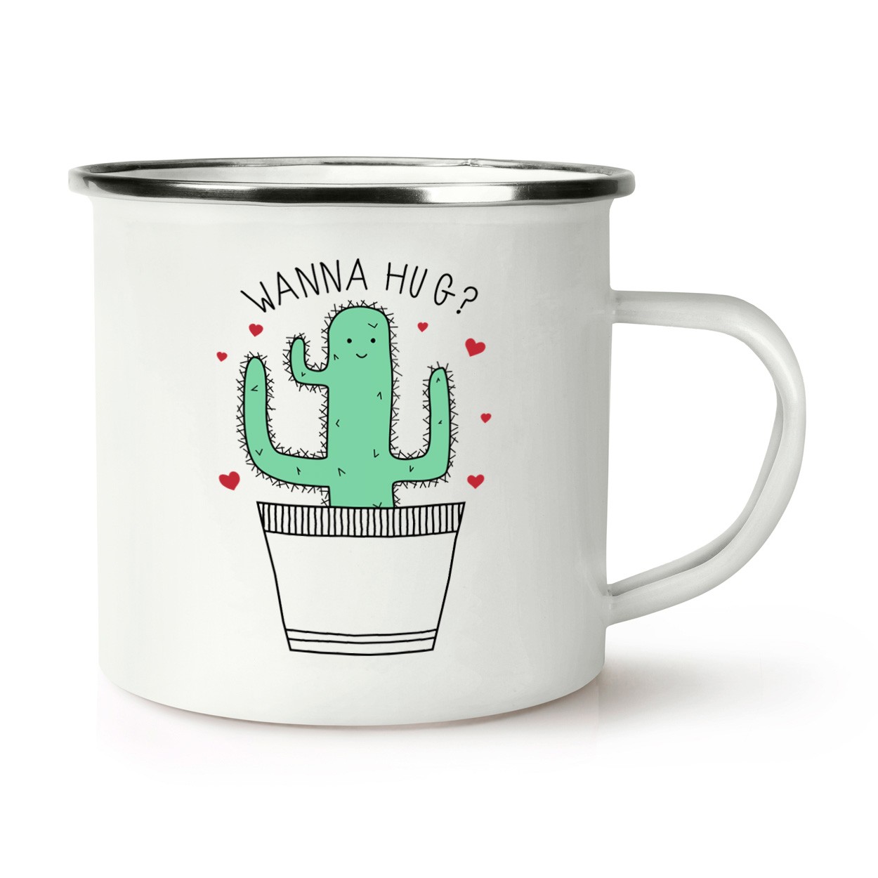 Cactus Wanna Hug Retro Enamel Mug Cup