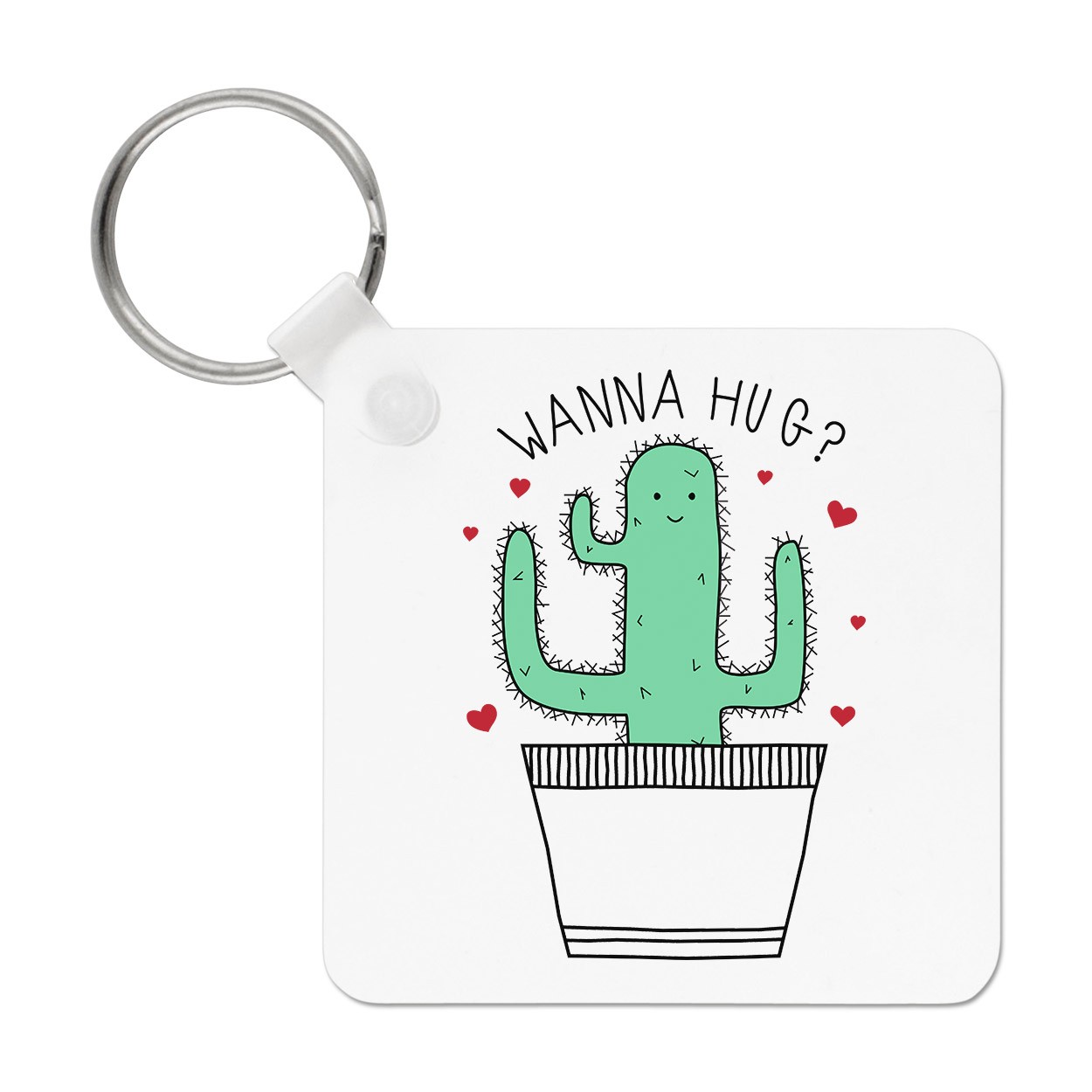 Cactus Wanna Hug Keyring Key Chain