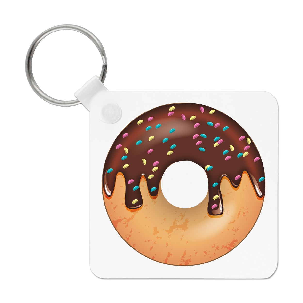 Chocolate Sprinkled Glazed Doughnut Keyring Key Chain