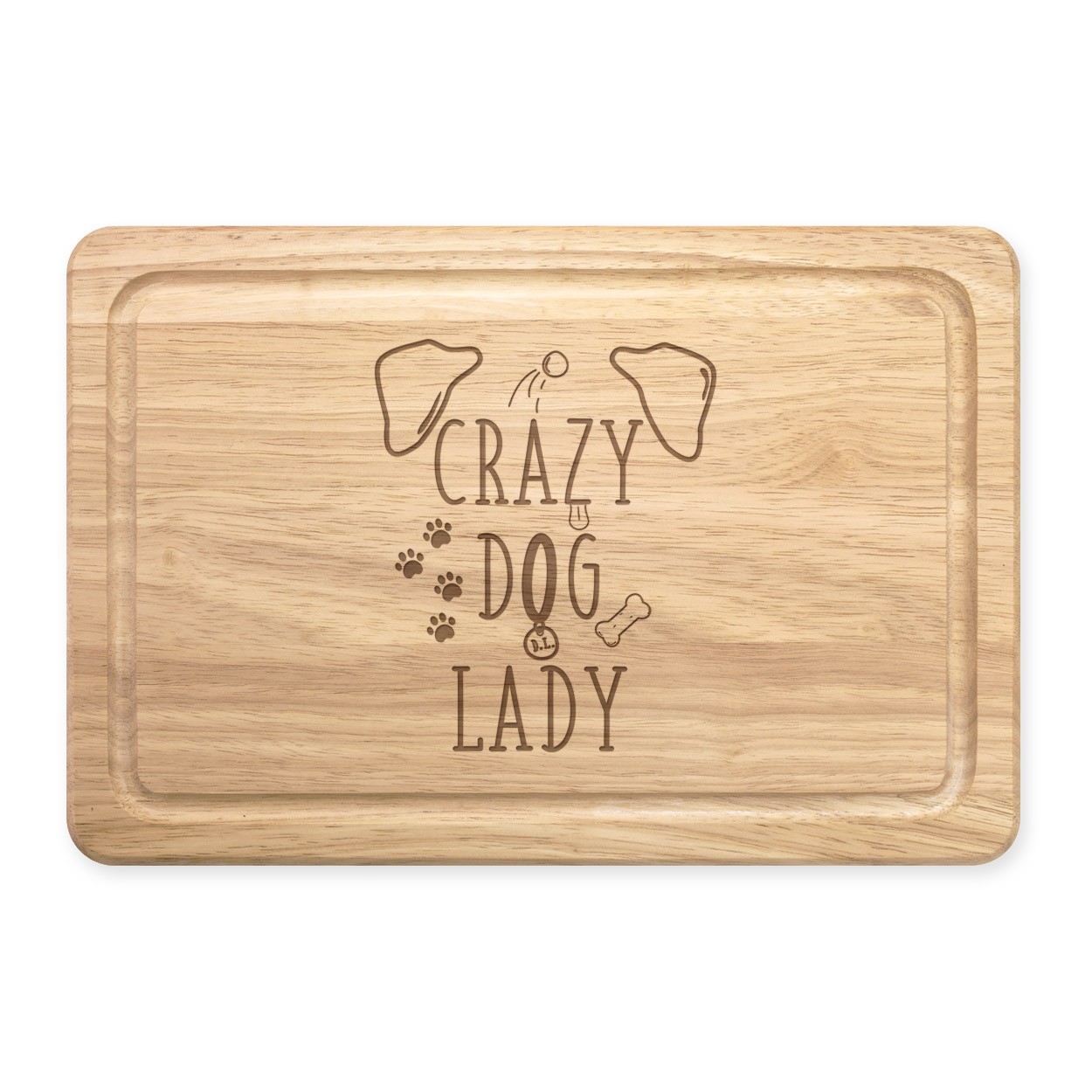 Crazy Dog Lady Brown Ears Rectangular Wooden Chopping Board