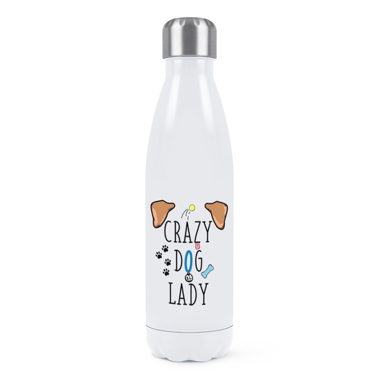 Crazy Dog Lady Brown Ears Double Wall Water Bottle
