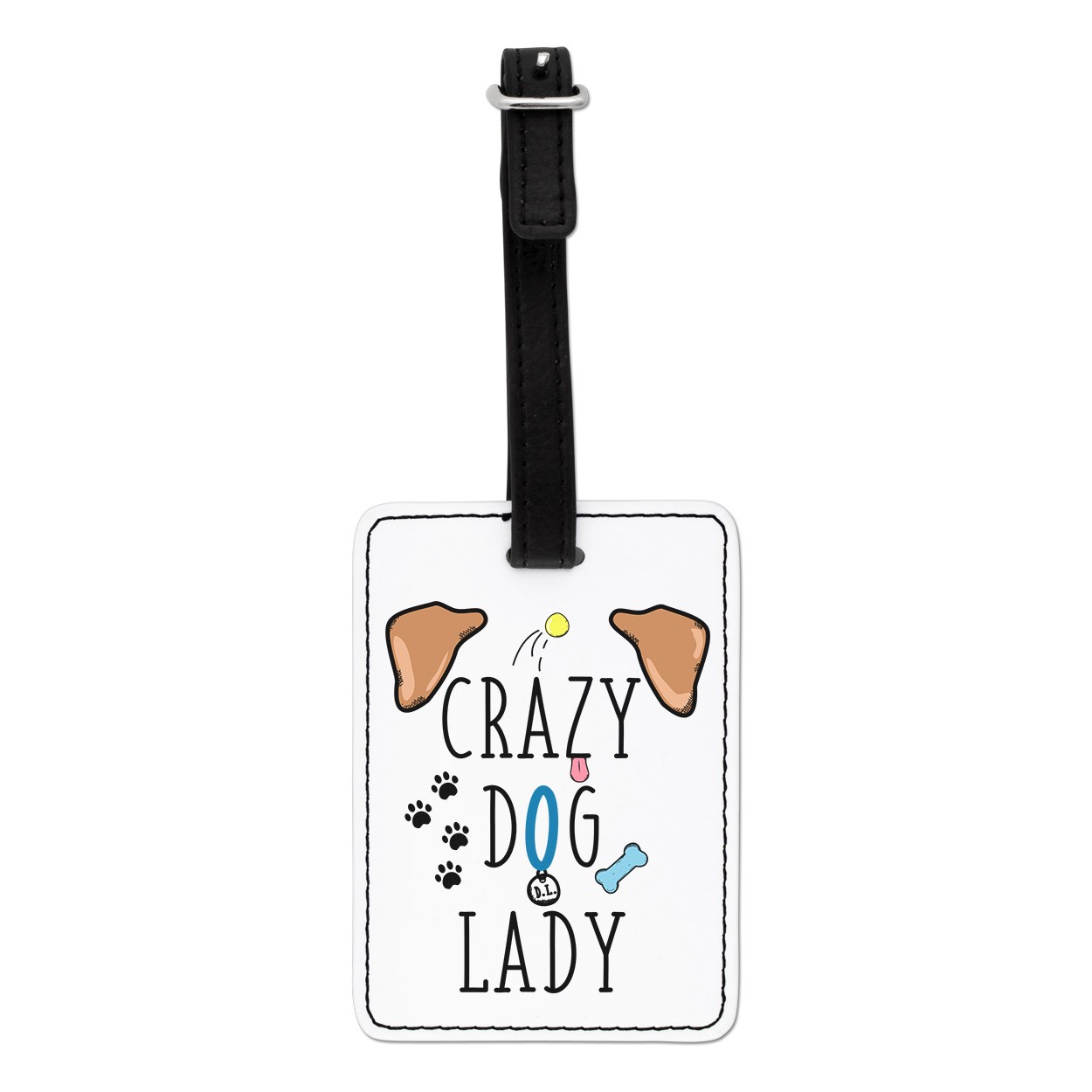 Crazy Dog Lady Brown Ears Visual Luggage Tag