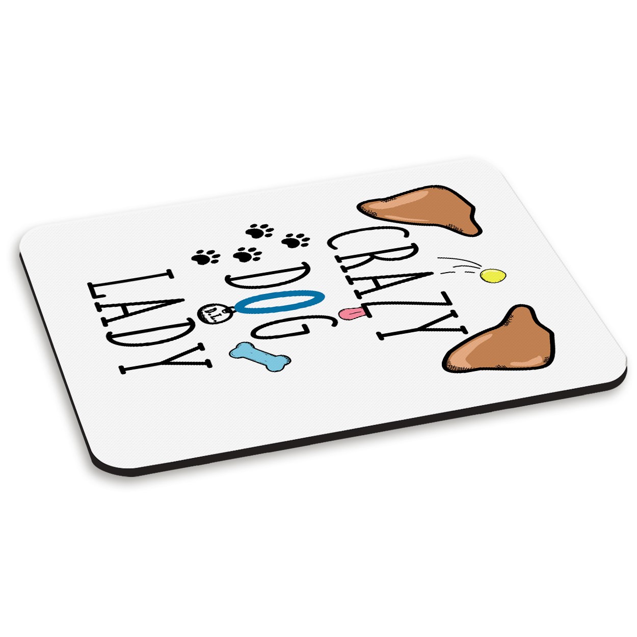 Crazy Dog Lady Brown Ears PC Computer Mouse Mat Pad