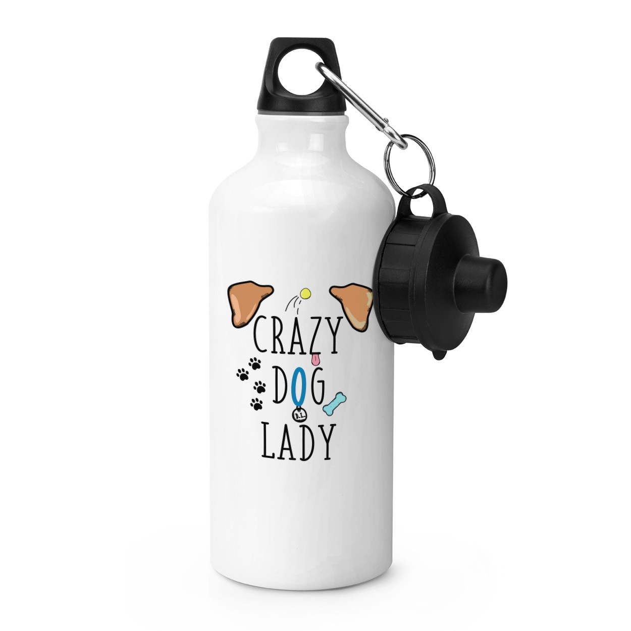 Crazy Dog Lady Brown Ears Sports Bottle