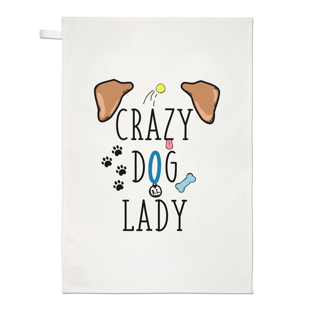 Crazy Dog Lady Brown Ears Tea Towel Dish Cloth