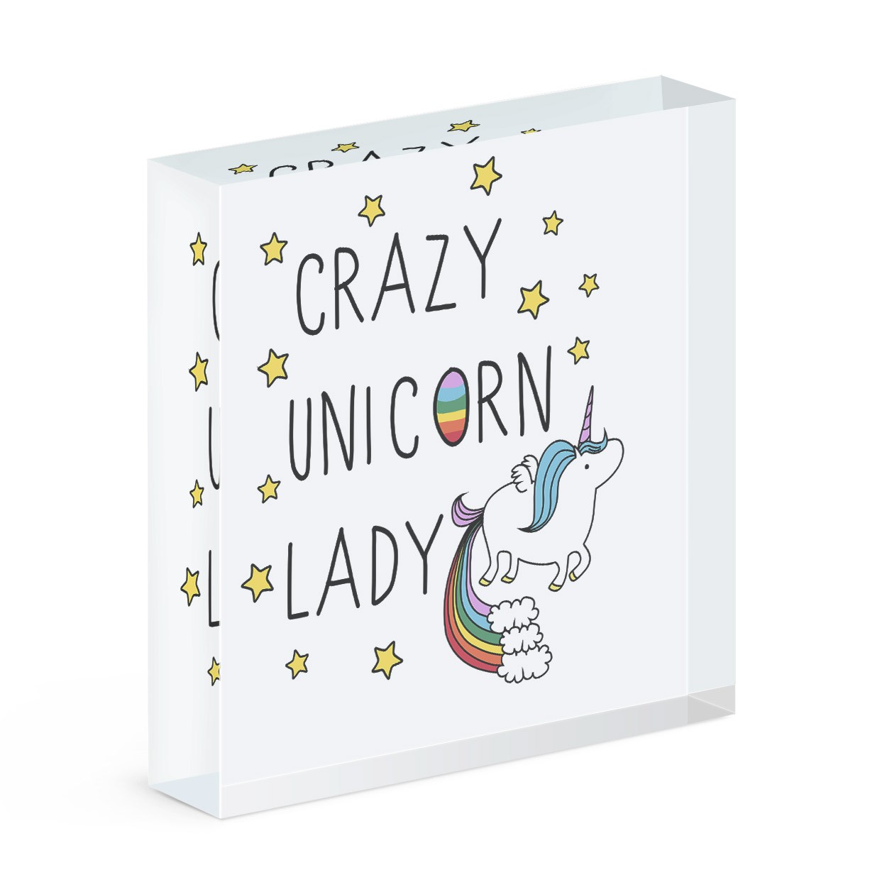 Crazy Unicorn Lady Acrylic Block