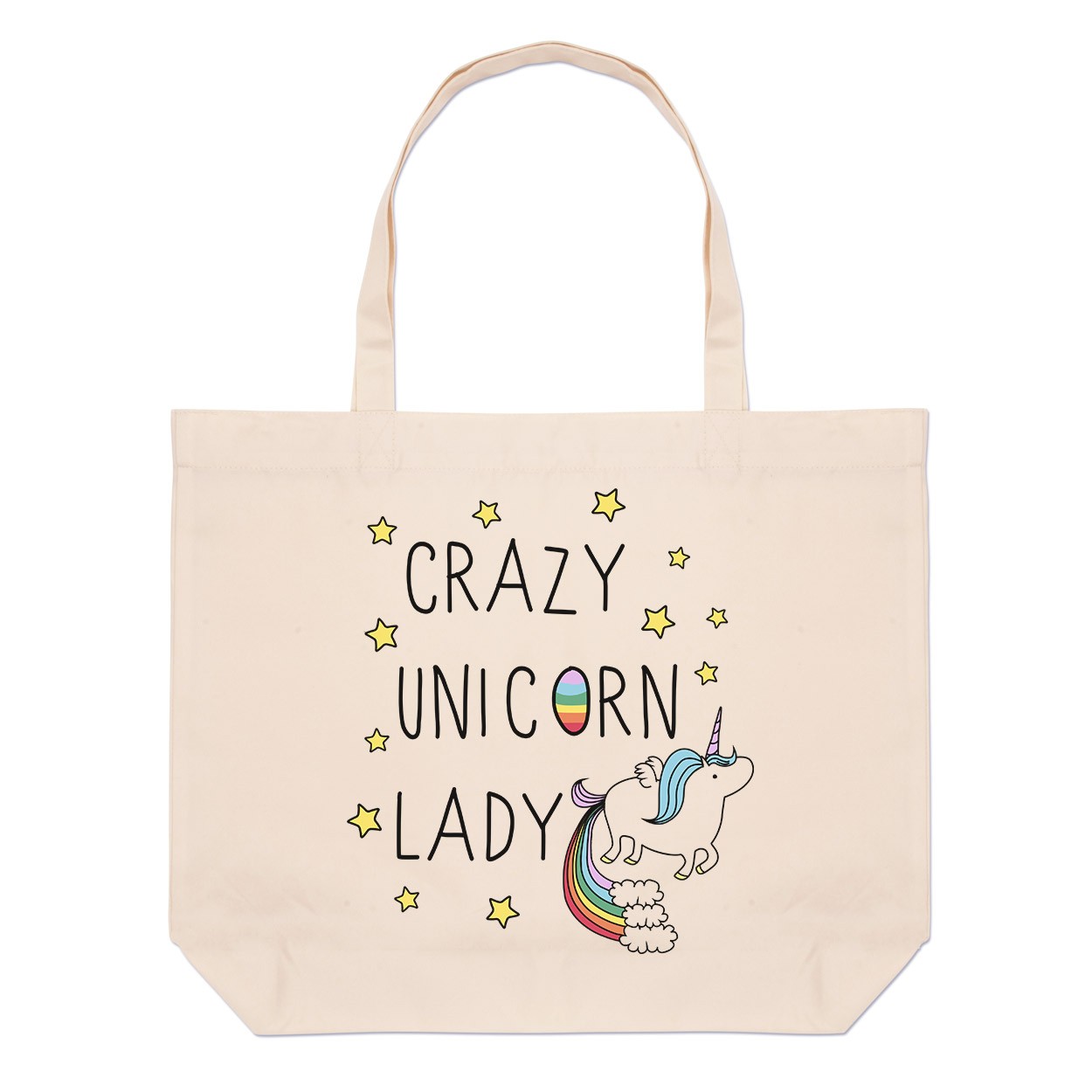 Crazy Unicorn Lady Large Beach Tote Bag