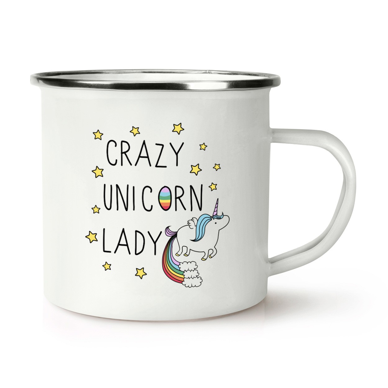 Crazy Unicorn Lady Retro Enamel Mug Cup
