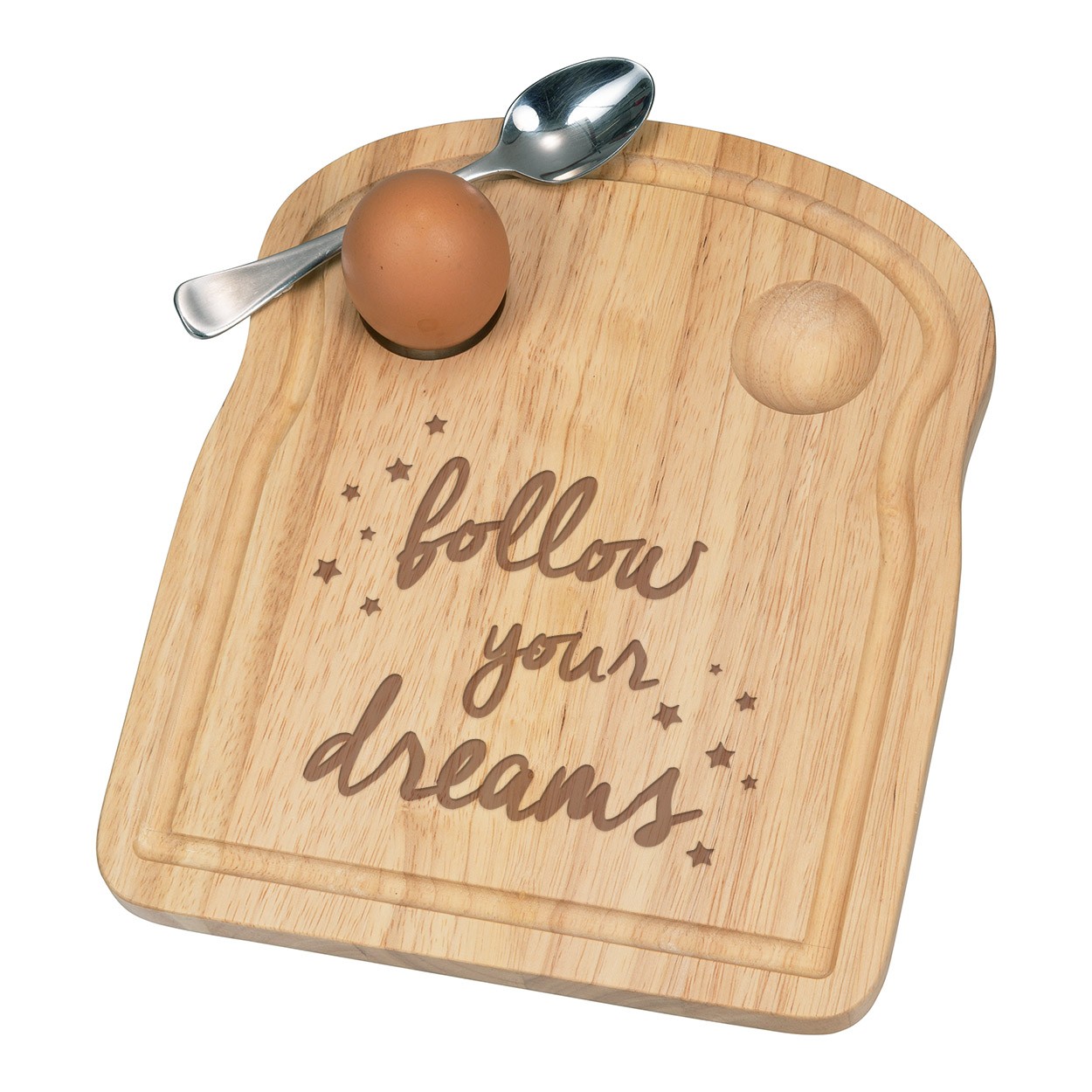 Follow Your Dreams Breakfast Dippy Egg Cup Board Wooden