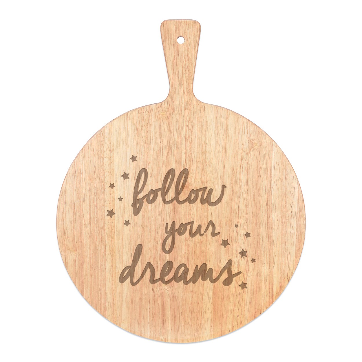 Follow Your Dreams Pizza Board Paddle Serving Tray Handle Round Wooden 45x34cm