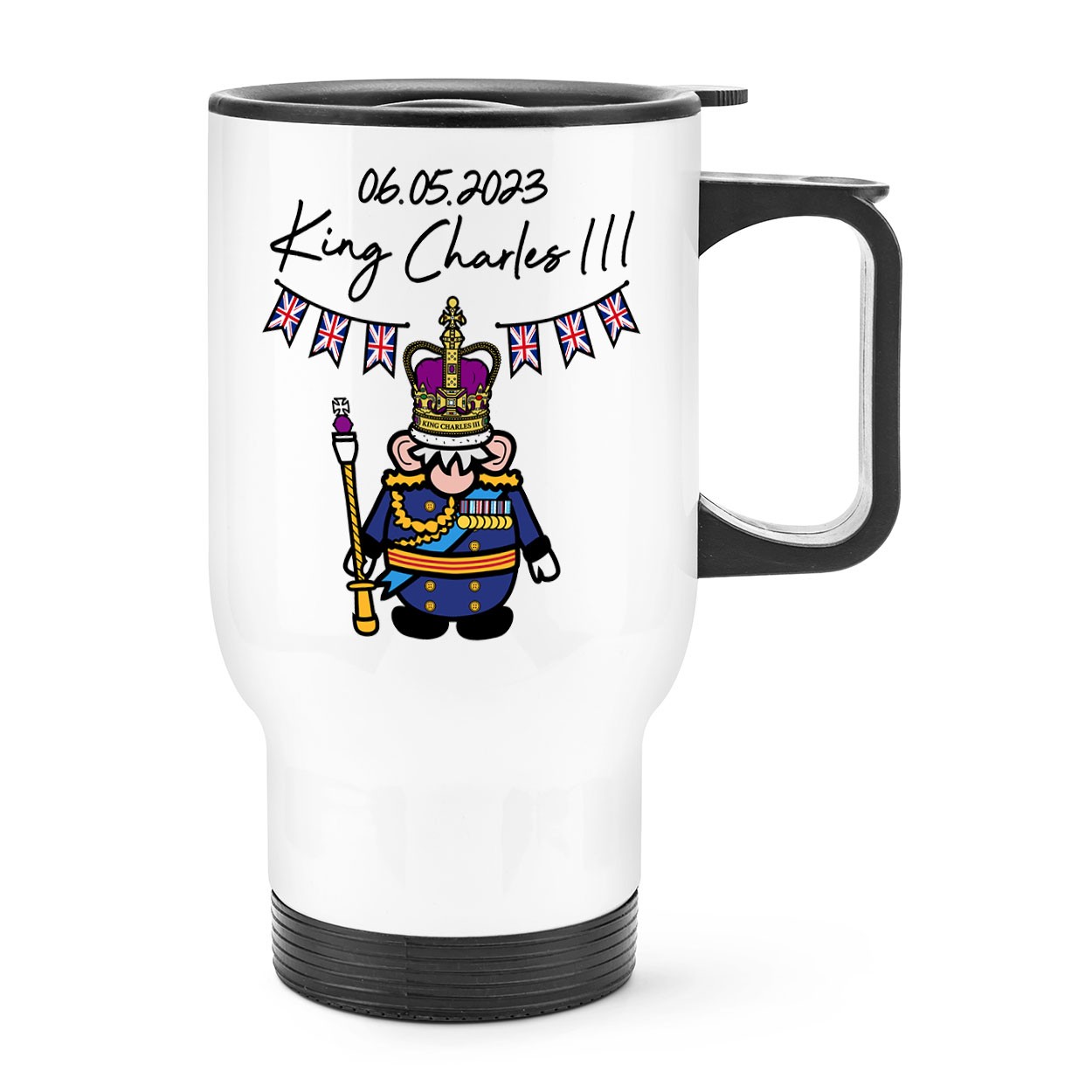 Gonk King Charles III Travel Mug Cup With Handle