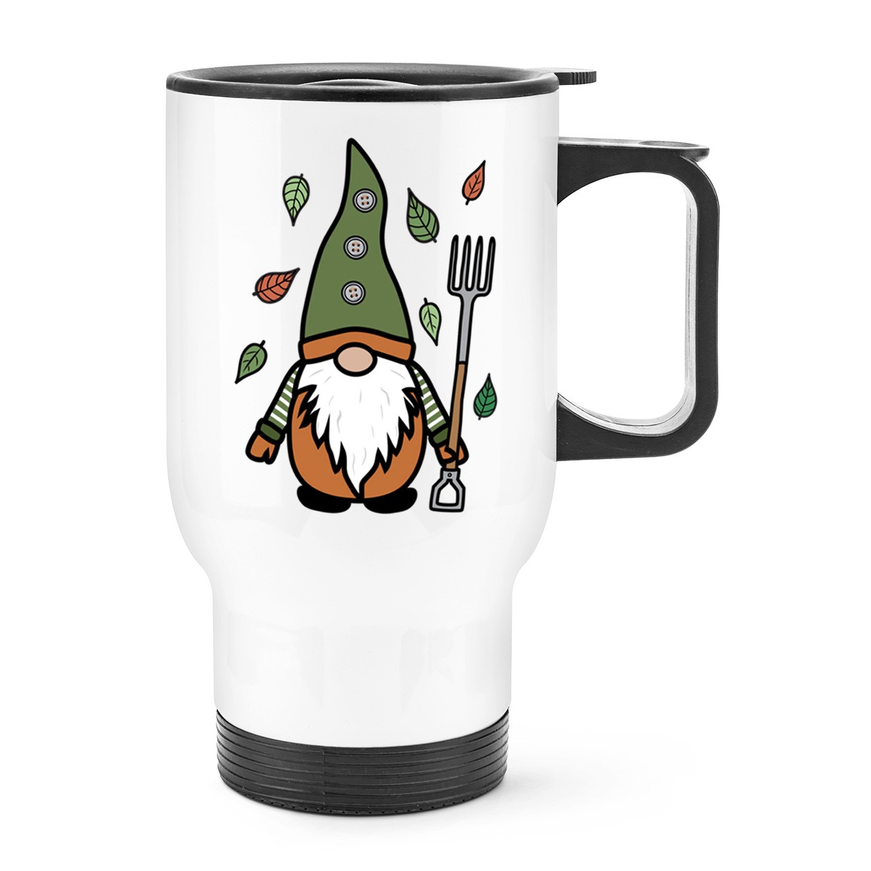 Gonk Gnome Green Orange Garden Travel Mug Cup With Handle