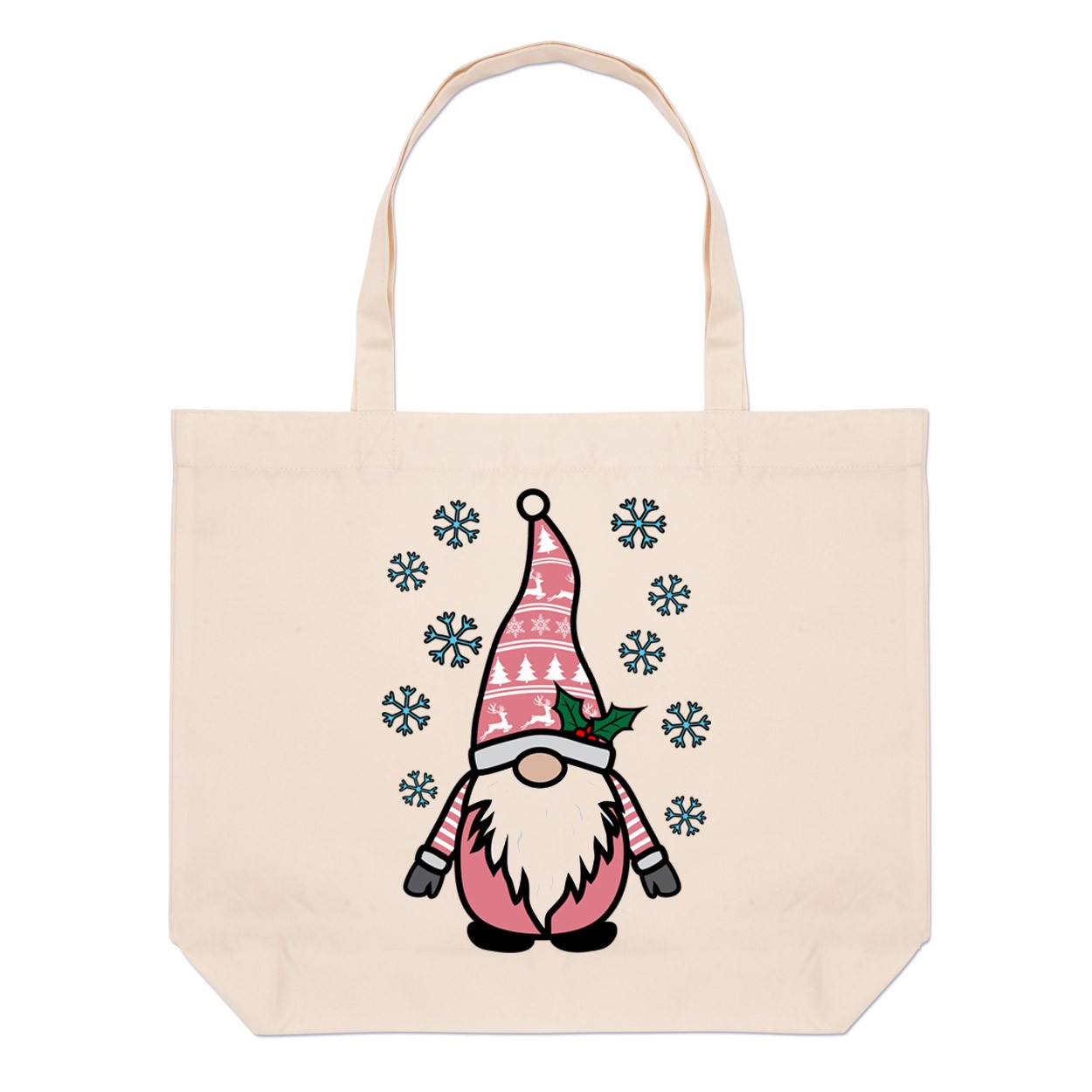 Gonk Gnome Pink Festive Christmas Large Beach Tote Bag