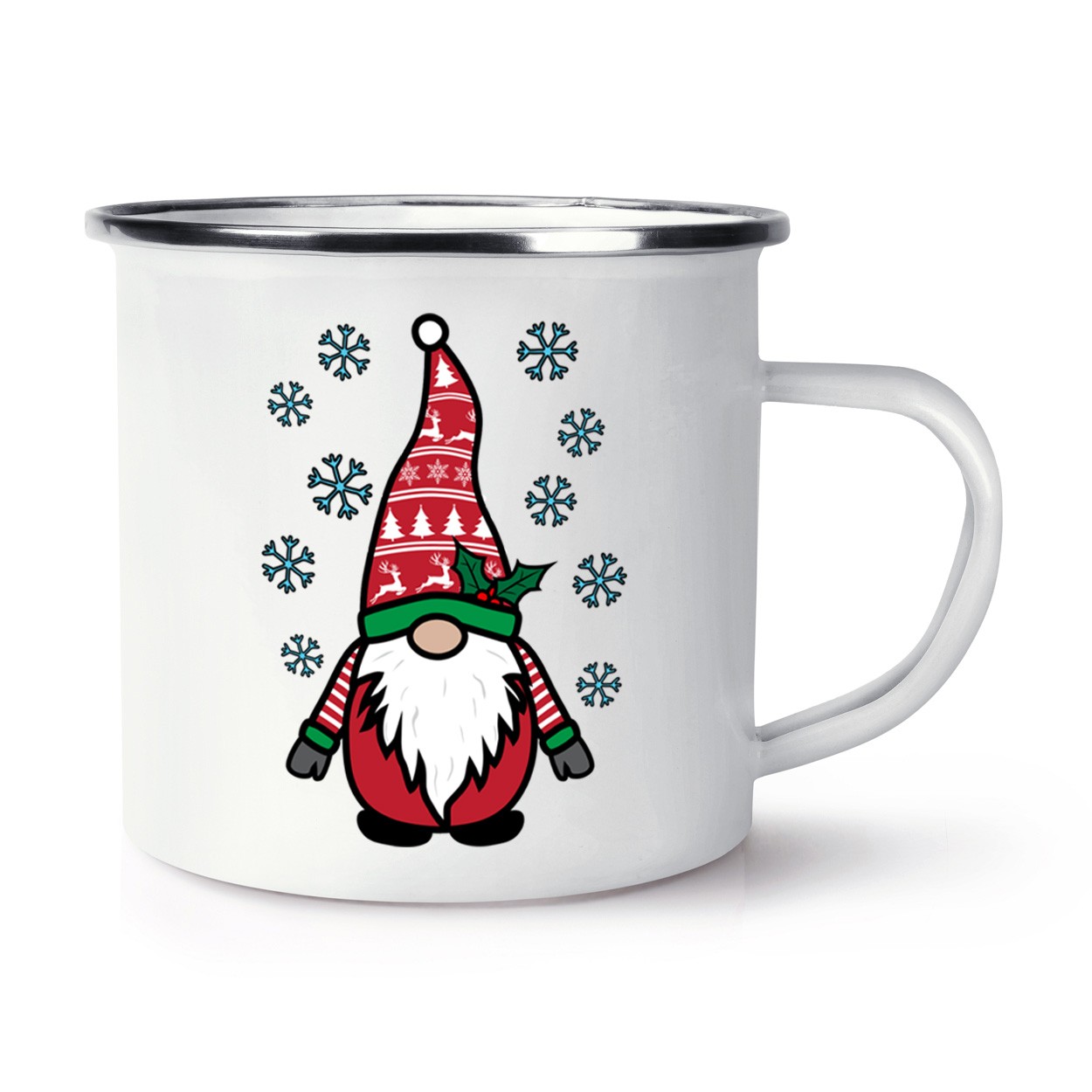 Gonk Gnome Red Festive Santa Christmas Enamel Mug Cup