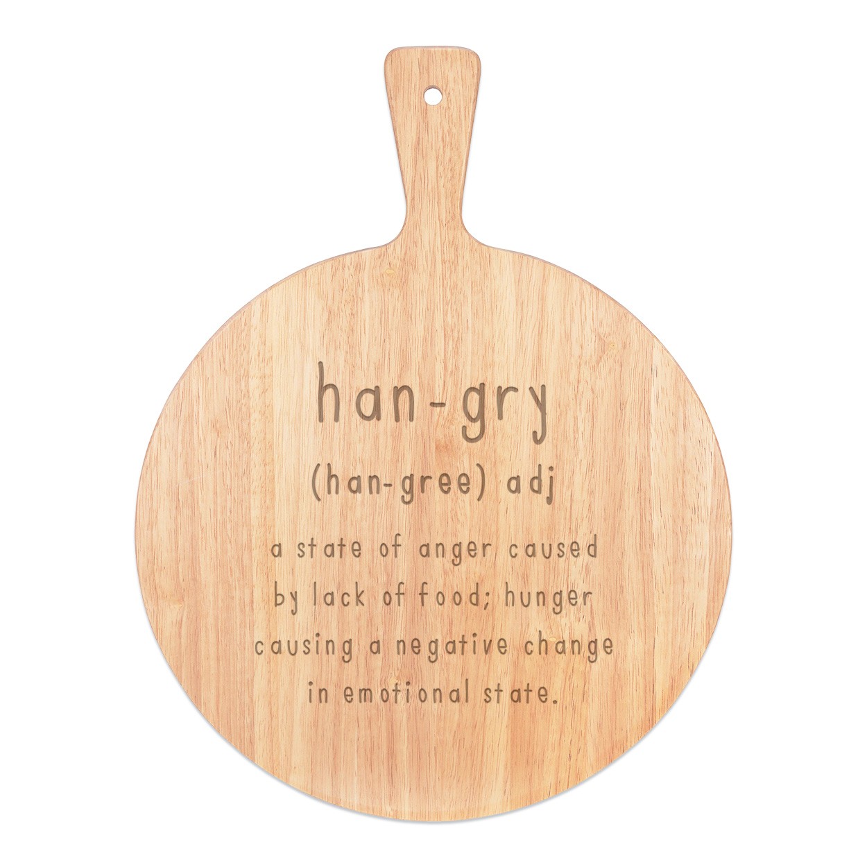 Hangry Definition Pizza Board Paddle Serving Tray Handle Round Wooden 45x34cm