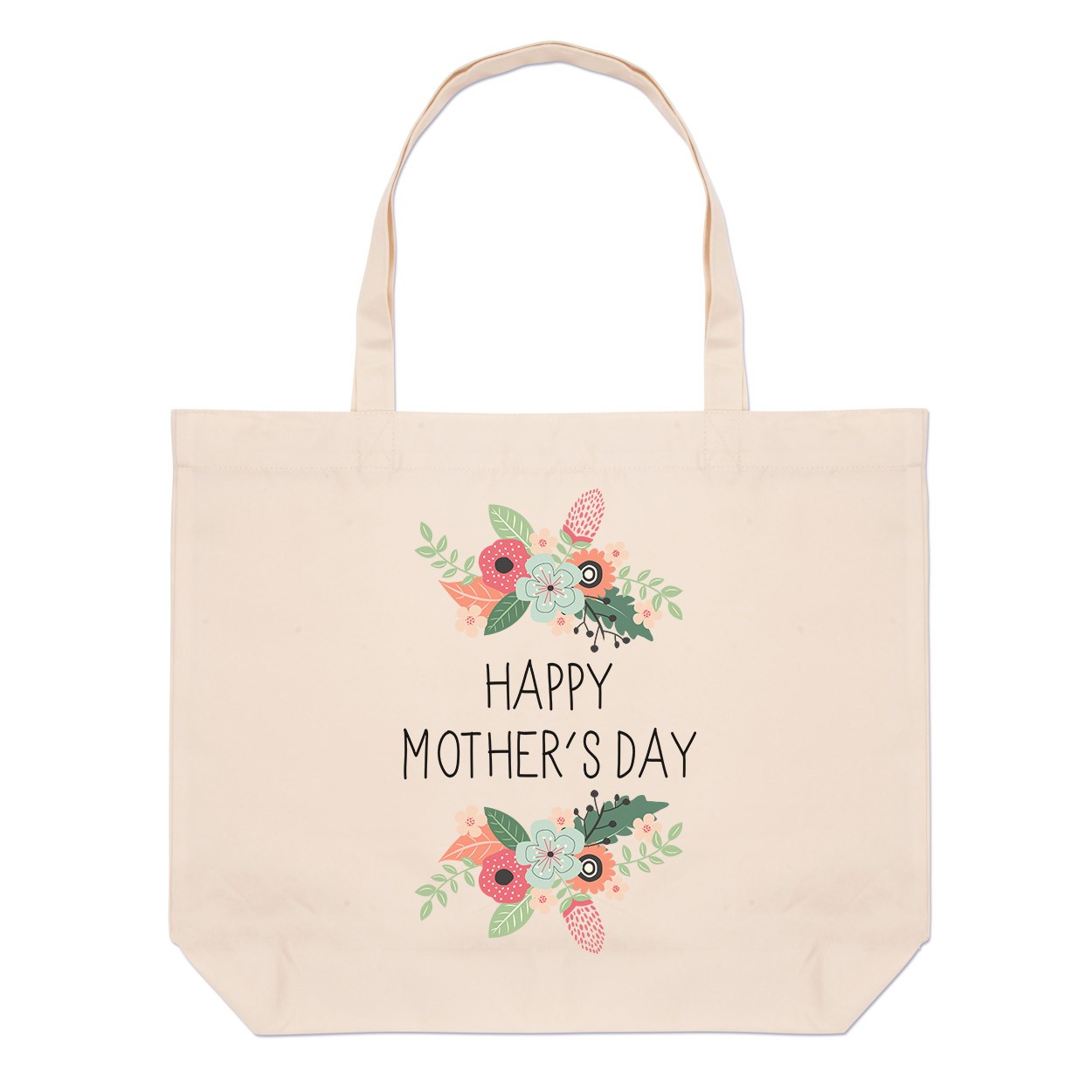 Happy Mother's Day Flowers Large Beach Tote Bag