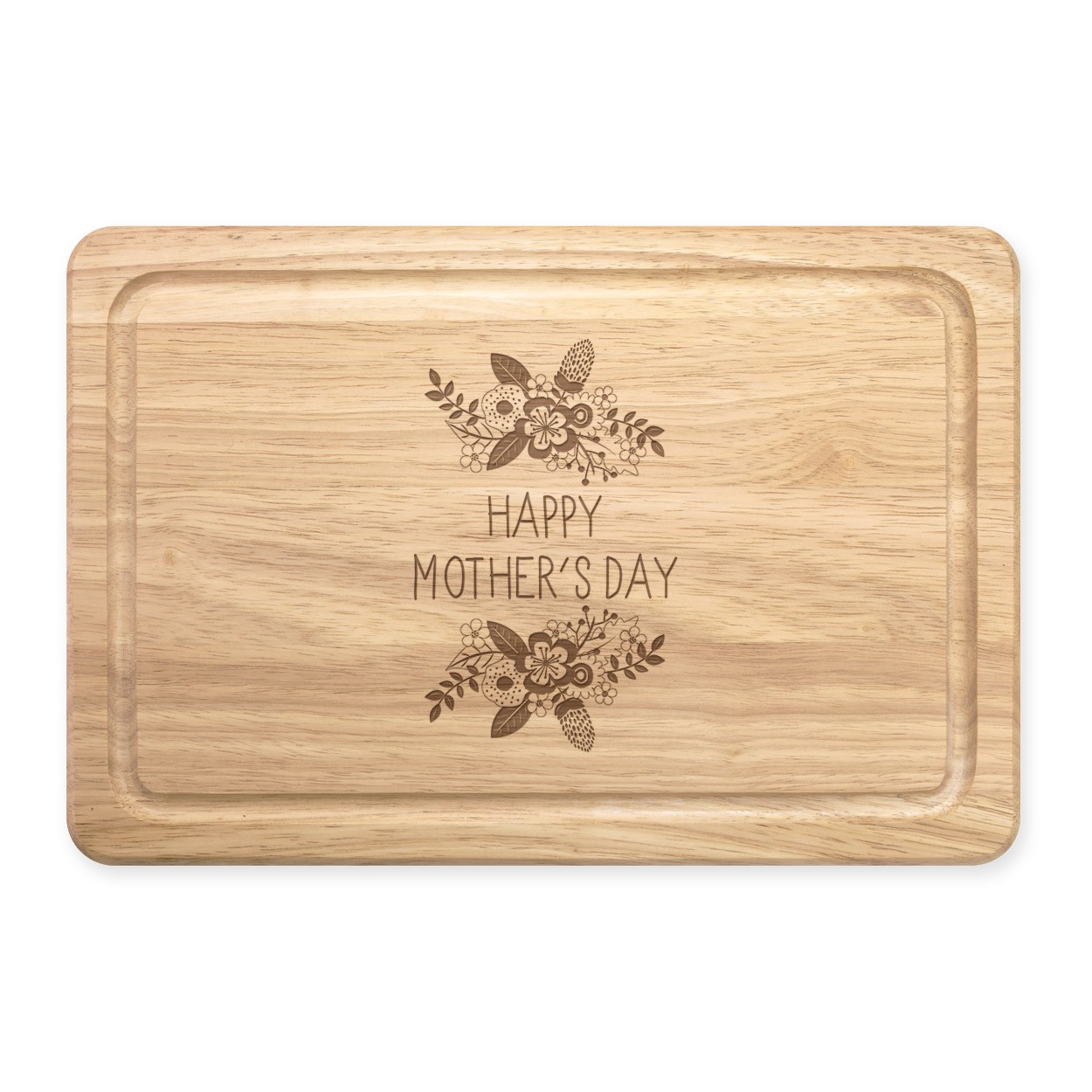 Happy Mother's Day Flowers Rectangular Wooden Chopping Board