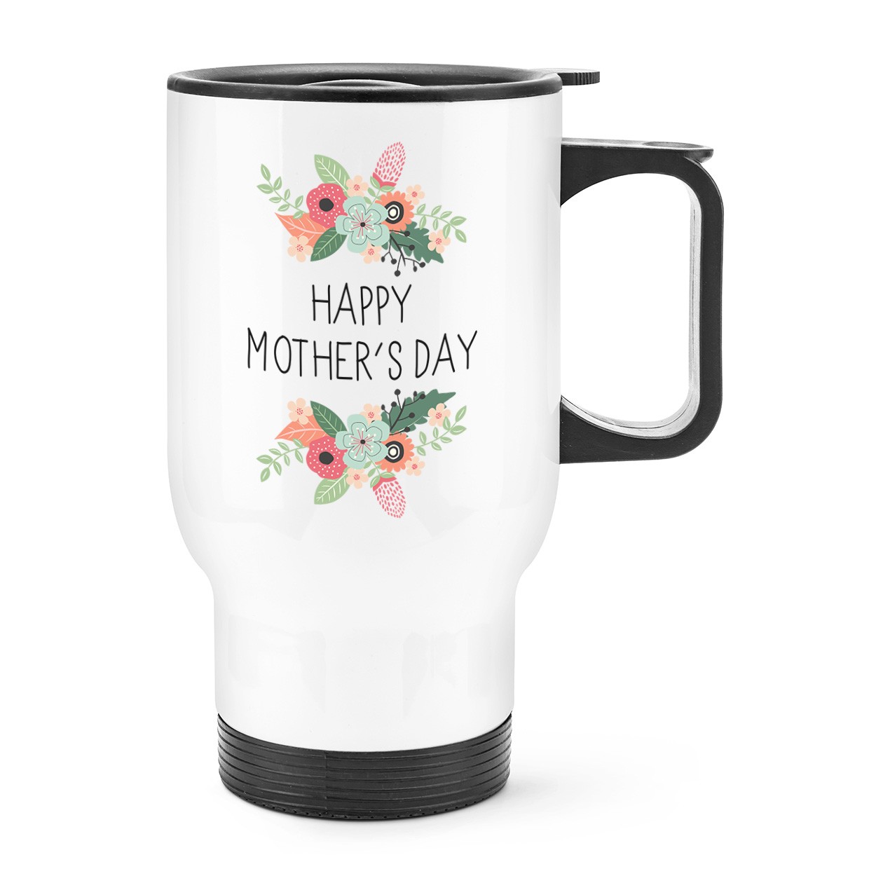Happy Mother's Day Flowers Travel Mug Cup With Handle