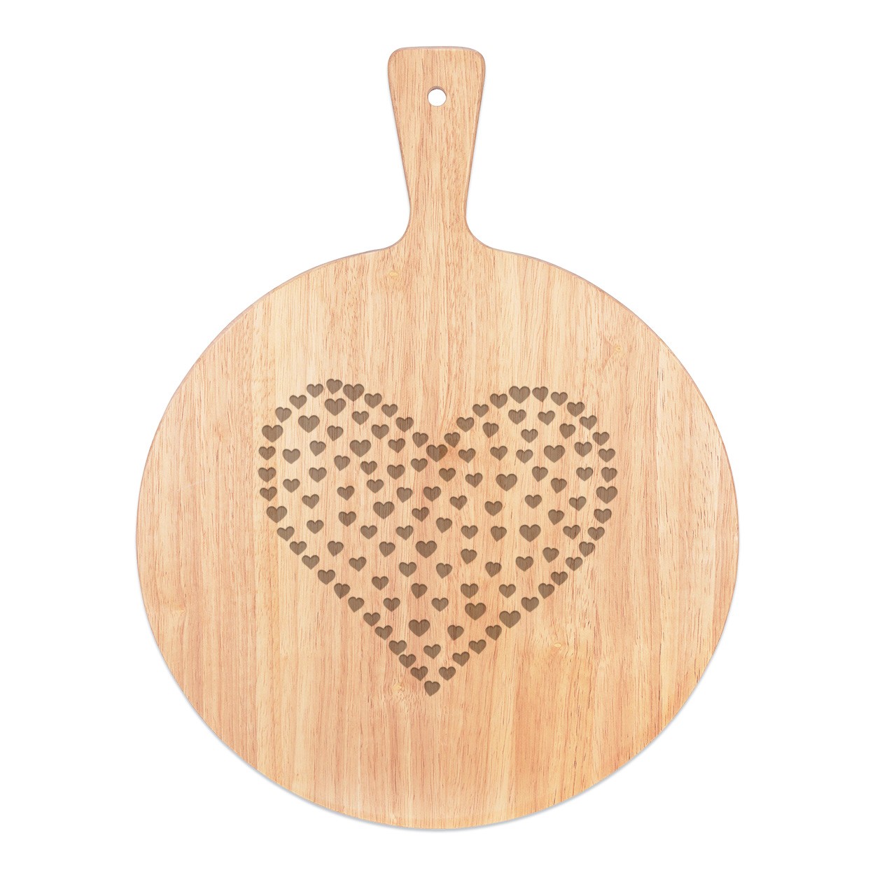 Heart Of Hearts Pizza Board Paddle Serving Tray Handle Round Wooden 45x34cm