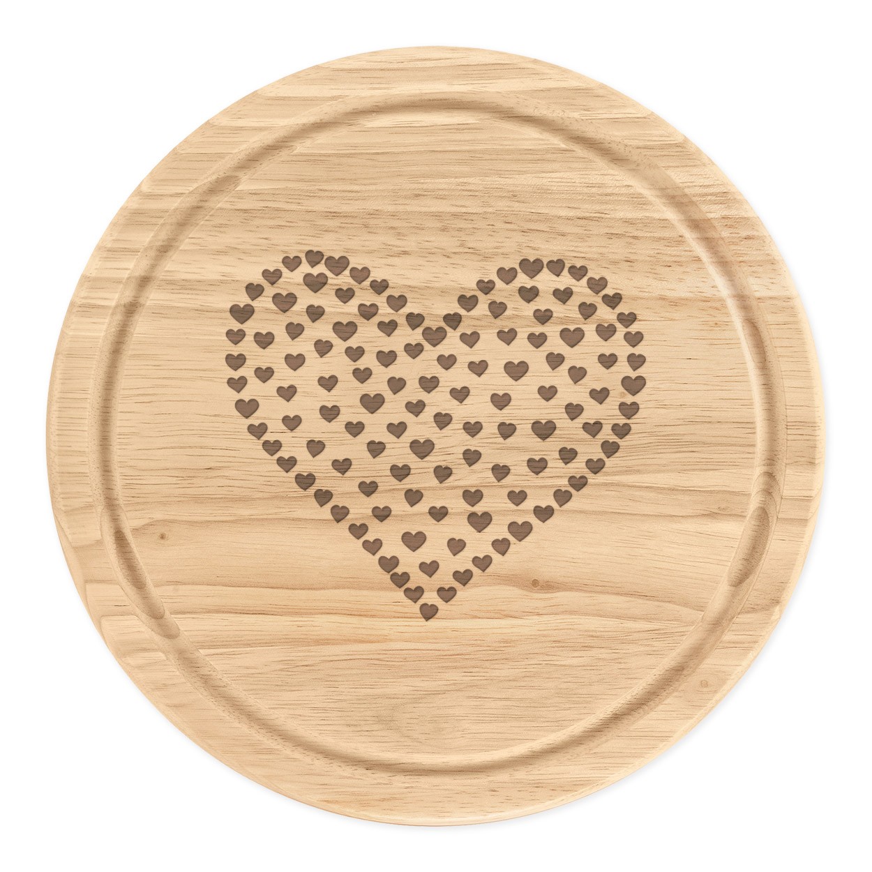Heart Of Hearts Wooden Chopping Cheese Board Round 25cm